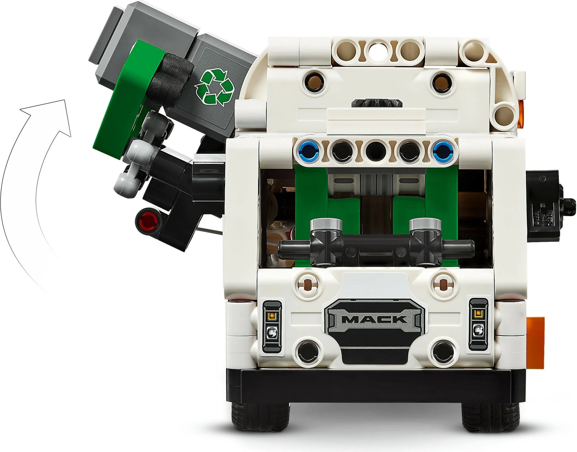 Gradbeni set LEGO Technic električni tovornjak za odvoz smeti Mack LR, 503 kosi, večbarven