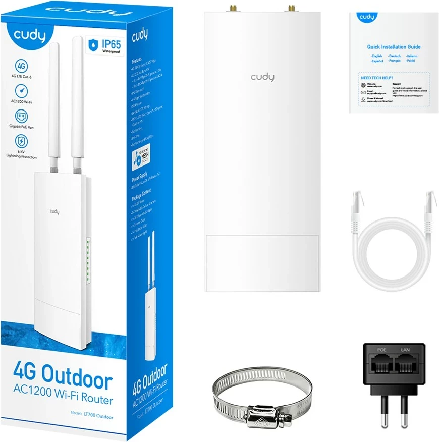 Brezžični usmerjevalnik Cudy LT700, Gigabit Ethernet, dvojni pas, 4G, bel