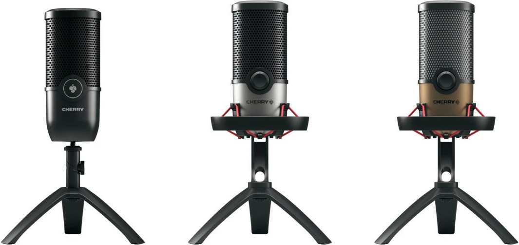 Mikrofon za mizo 24 bit, 192 kHz, USB, črn/medenina CHERRY UM 9.0 PRO RGB