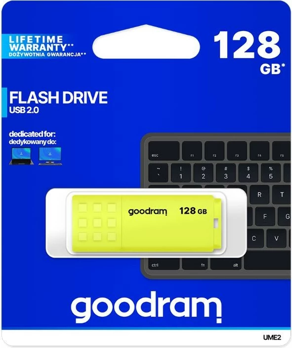 USB ključ GOODRAM UME2, 128 GB, USB 2.0, rumen