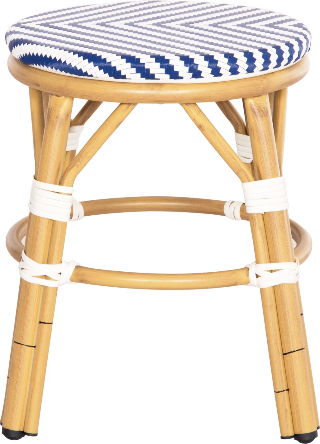 Aluminijasti okrogli stol CHINO FH6285.05 videz bambusa-tekstilen bel in moder Φ36x46Hcm