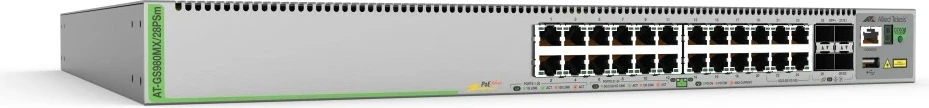 Upravljan stikalo Allied Telesis AT-GS980MX/28PSM-50, L3, Gigabit Ethernet, PoE, 1U rack