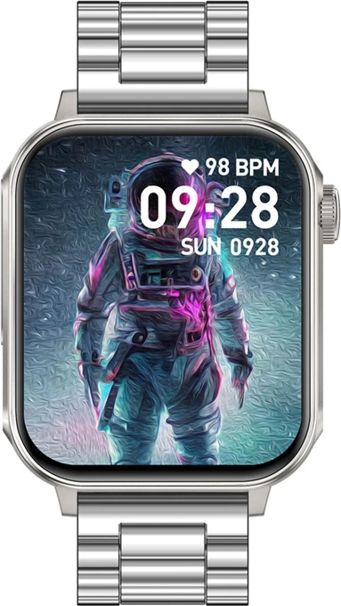 Pametna ura 1,83" HD zaslon, Bluetooth klici, IP67, brez GPS, jeklo, srebrna Colmi P80