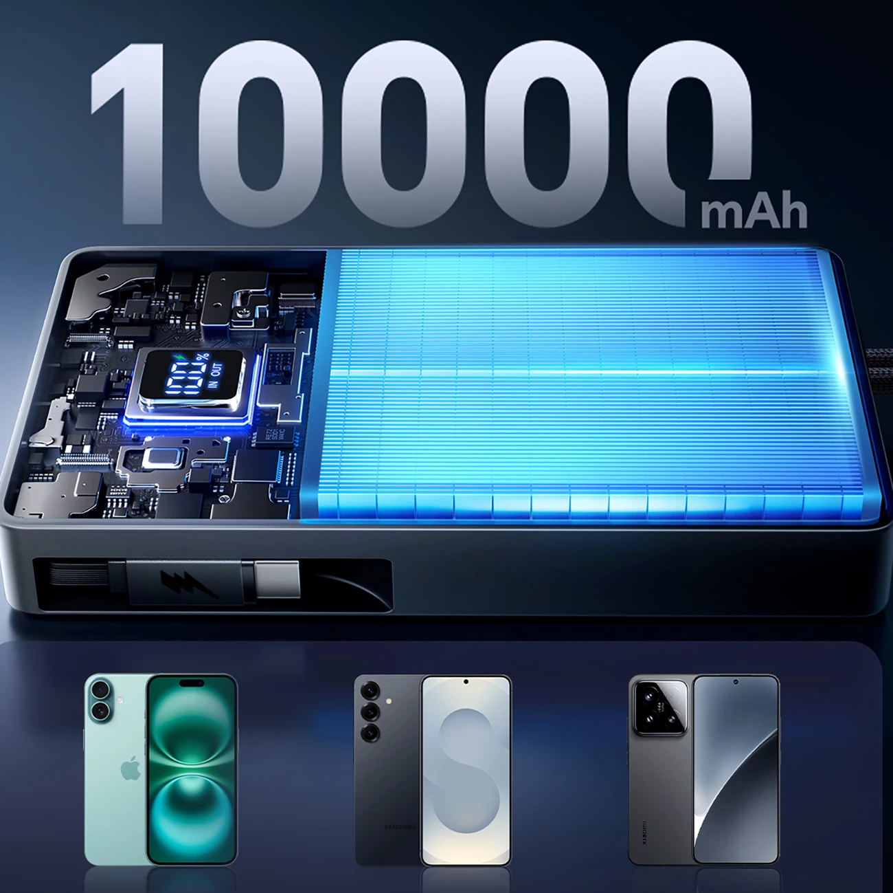 Prenosna baterija Joyroom JR-PR1, 10000 mAh, s priključnim kablom USB-C, 22.5W, črna