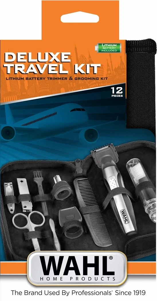 Potovalni set za nego Wahl Deluxe, inox, črn
