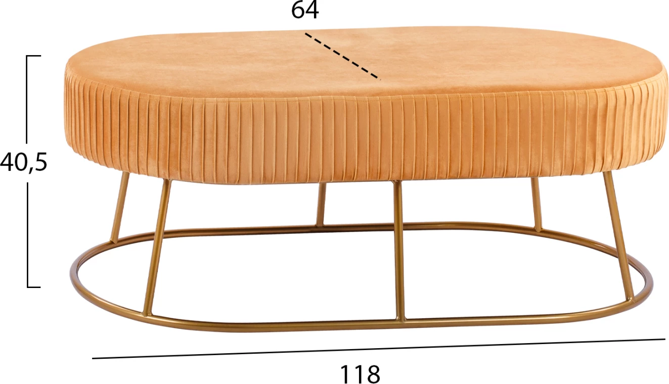 Klop Alinafe FH8635.09 iz zlatega žameta z zlato osnovo 118x64x40,5 cm