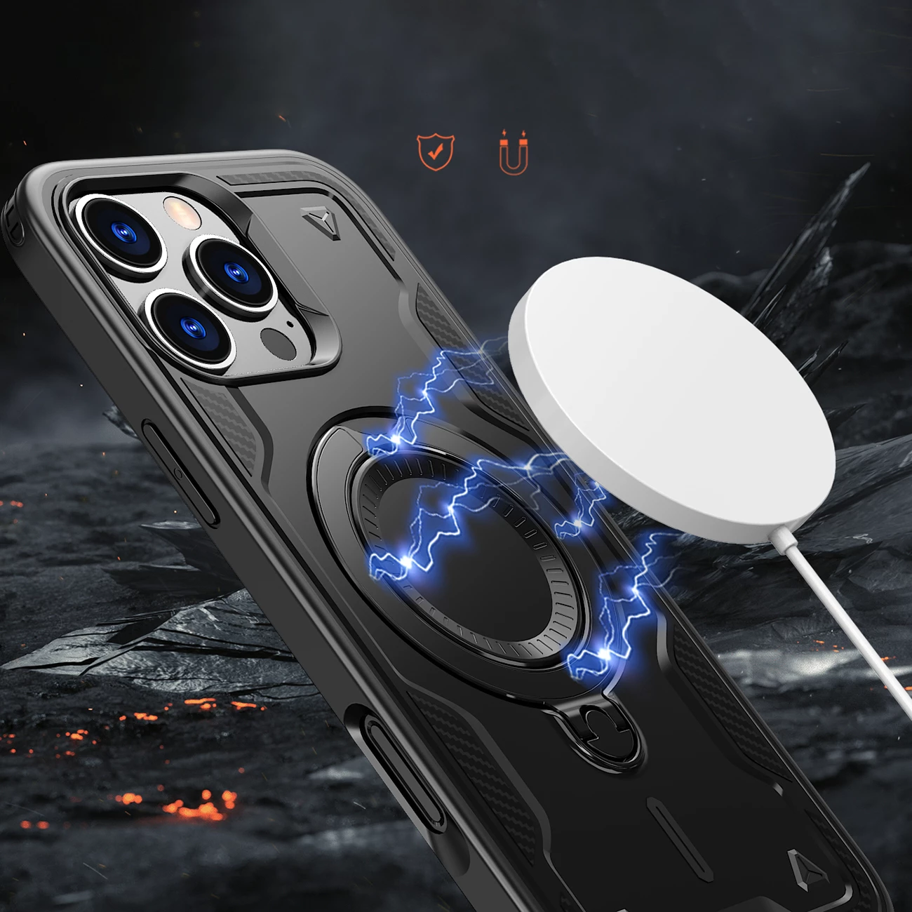 Ovitek Hybrid Armor Trendy z MagSafe za iPhone 16 Pro, Hurtel, črn