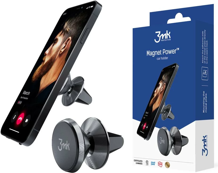 Magnetni nosilec za pametni telefon za avto 3mk Magnet Power, črn
