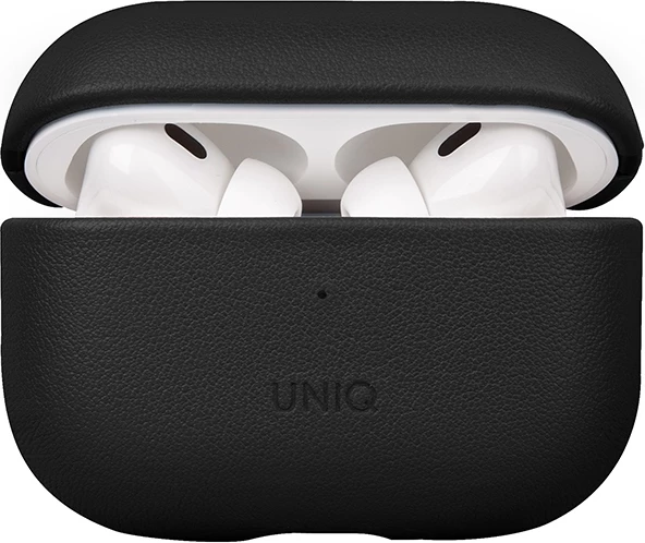 Zaščitna prevleka iz naravne usnje za AirPods Pro 2 UNIQ Terra, črna