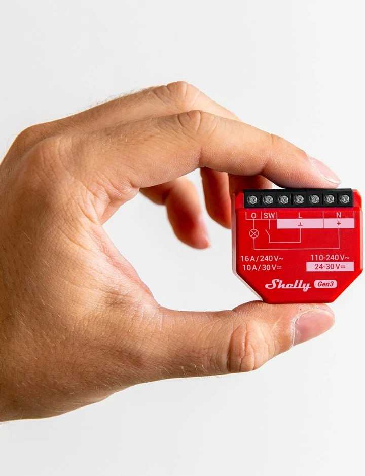 Pametno stikalo Shelly 1PM Gen3, brezžično, plastično, 30 m, 50 m, rdeče