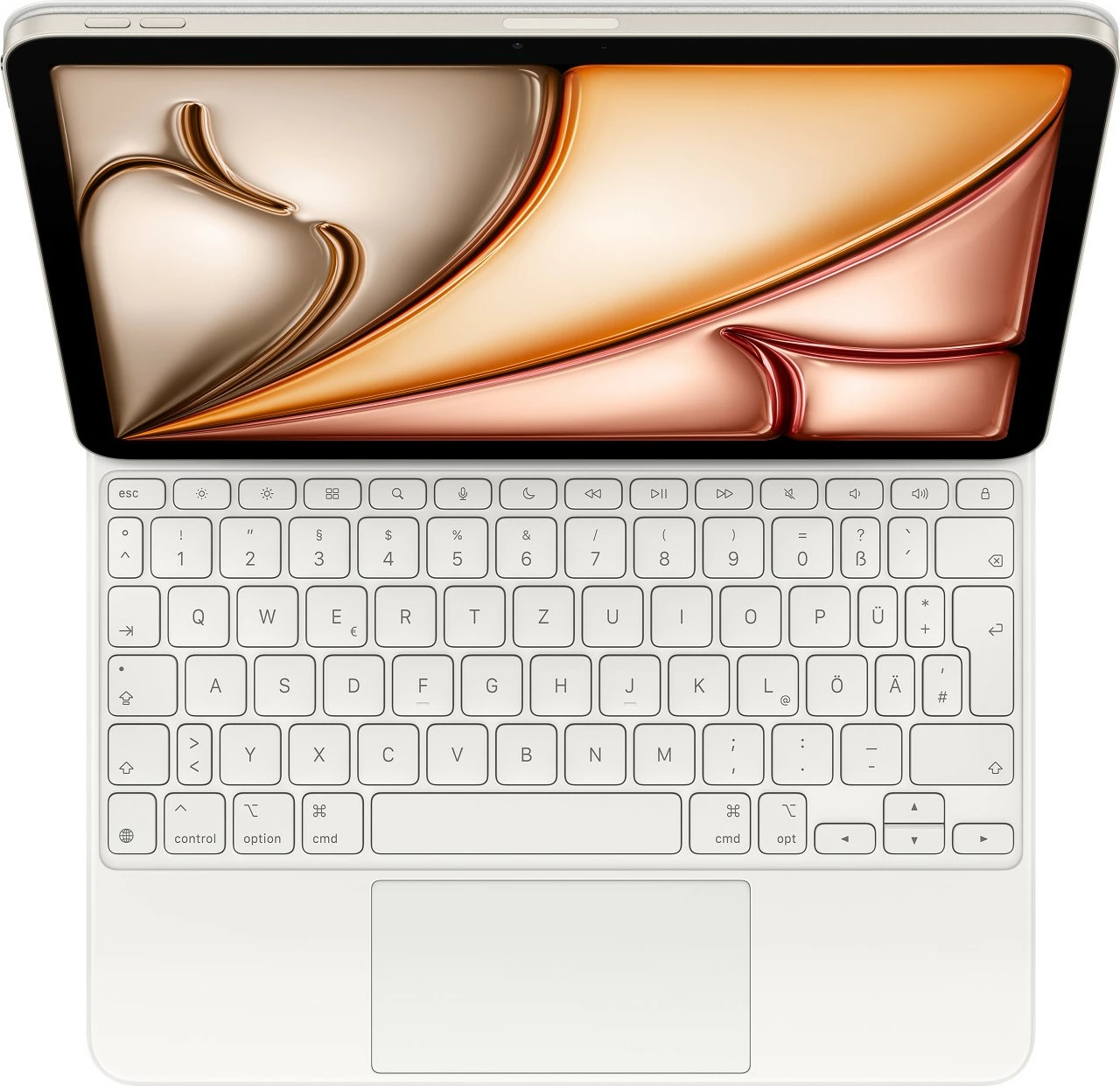 S tipkovnico združljiva z iPad Air 11-inch, Apple Magic, QWERTZ, nemška, s sledilno ploščico, bela
