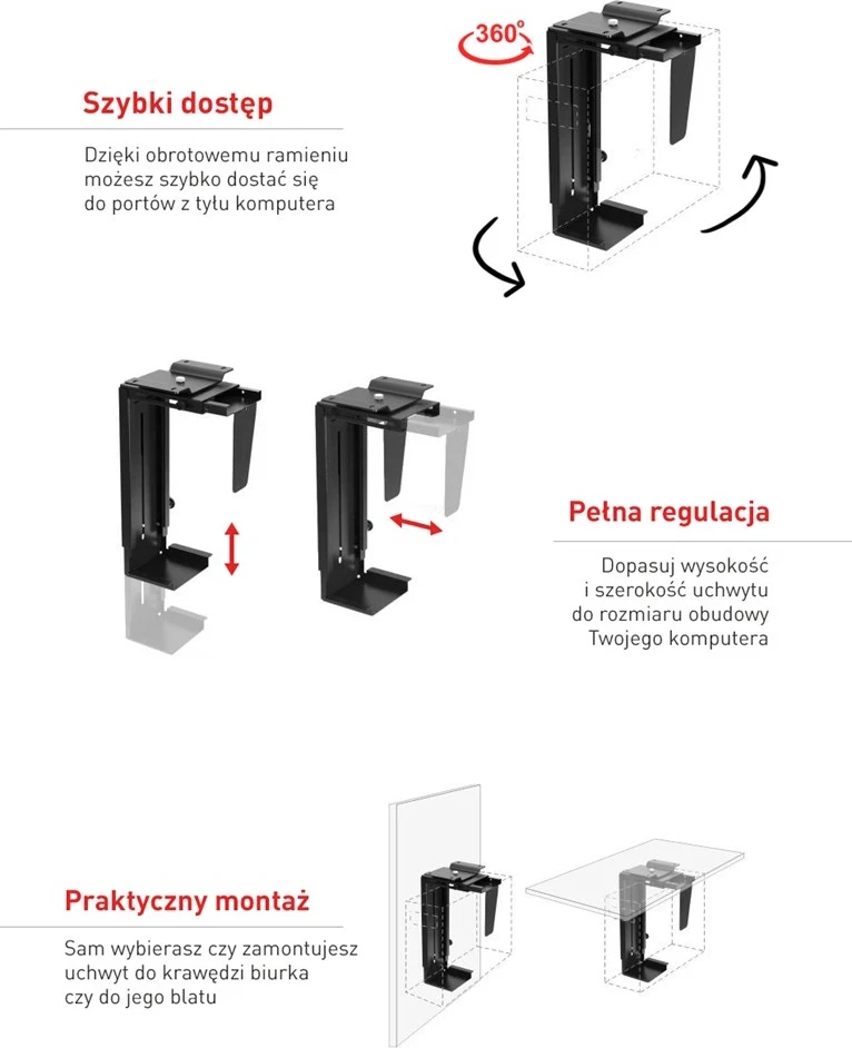 Nosilec za računalnik Maclean MC-713, črn