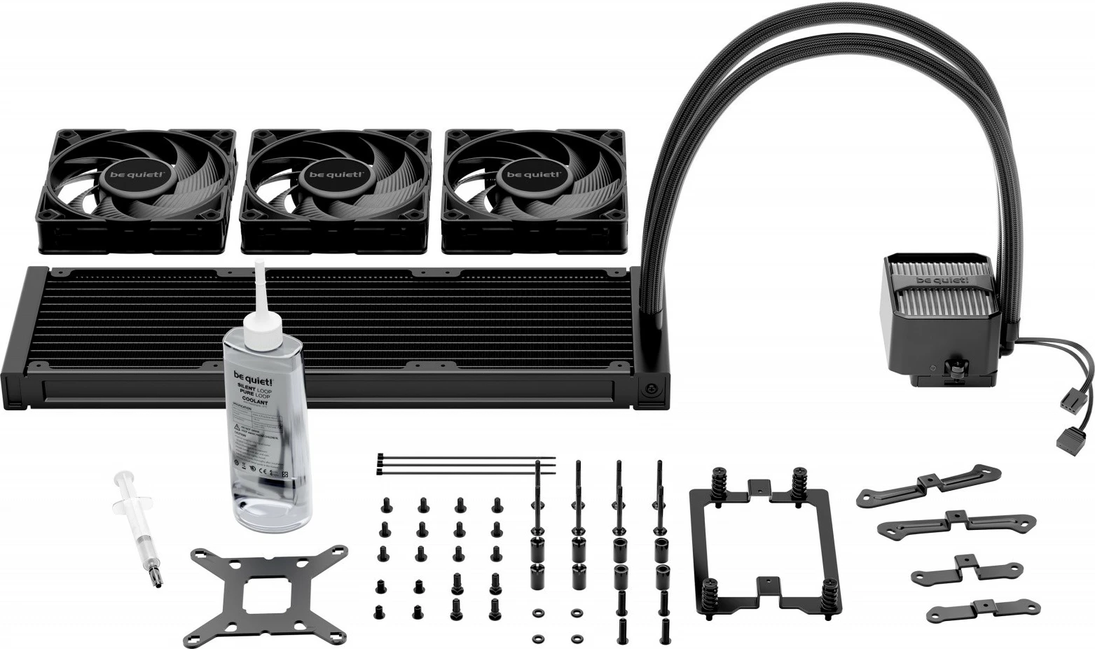 AIO vodno hlajenje 360 mm, ARGB, 3 ventilatorji, črn, be quiet! Silent Loop 3