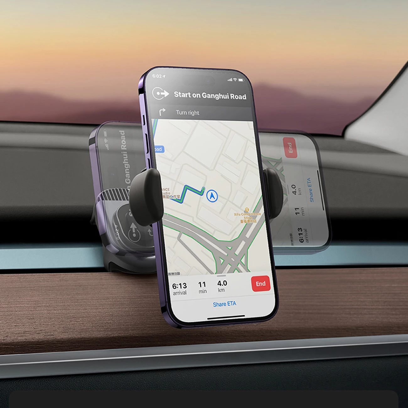 Električni nosilec za telefon za avto Baseus T-Space za Tesla Model 3/Y, s sončno ploščo, črn