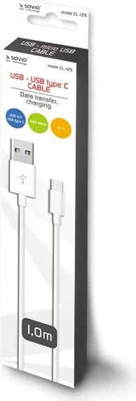 USB kabel Savio, 1 m, bel