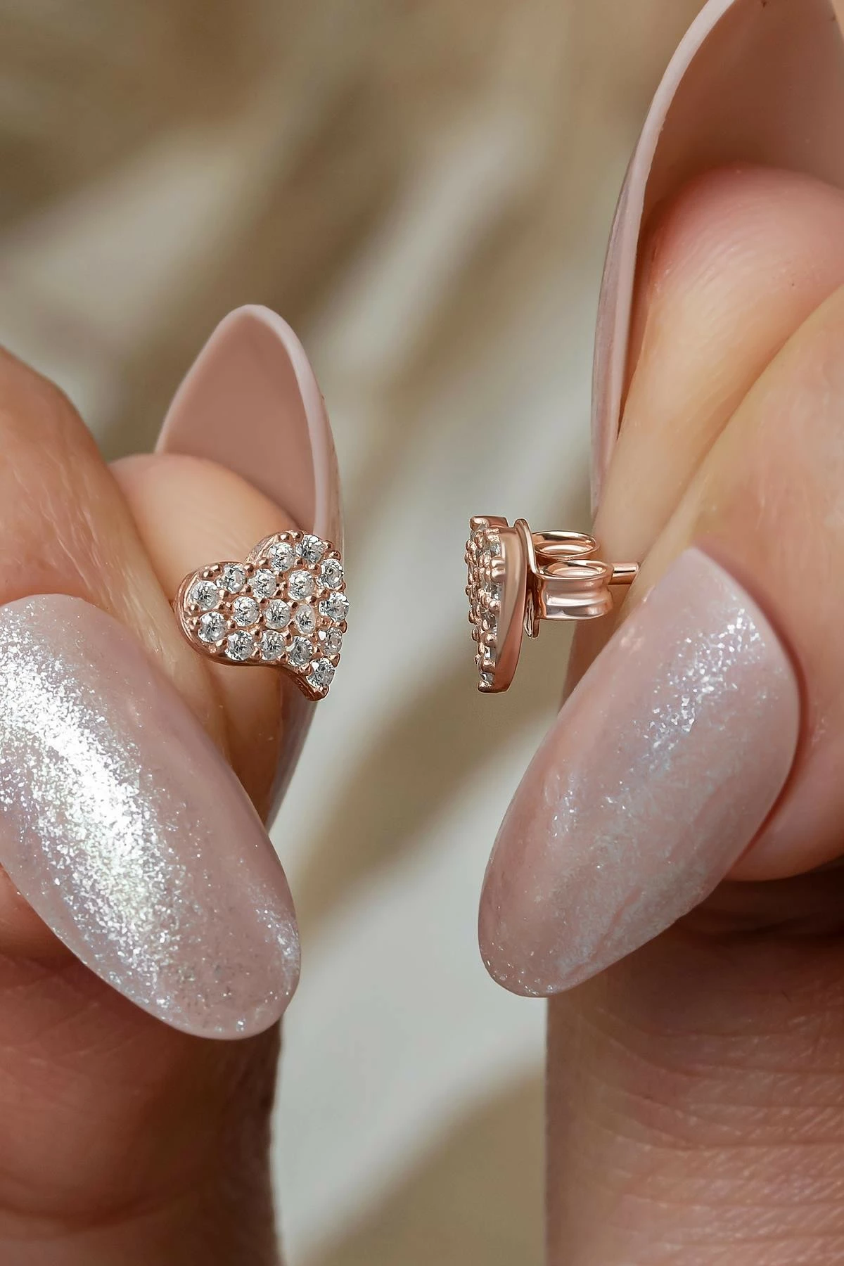 Uhani iz srebra 925, rožnato zlato, Jumeon NRZ999471