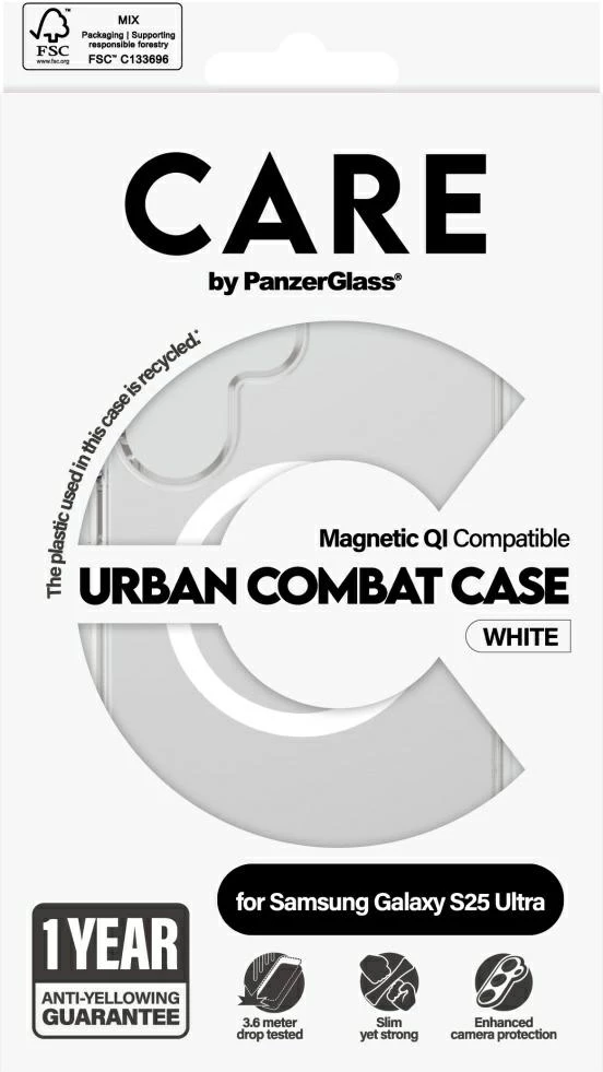 Prozoren ovitek za telefon PanzerGlass CARE Urban Combat za Samsung Galaxy S25 Ultra