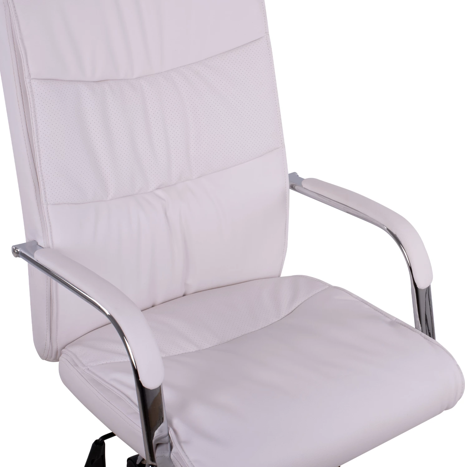 Direktorski pisarniški stol bele barve s kromirano osnovo Jacob FH1044.12 57x75,5x100 cm