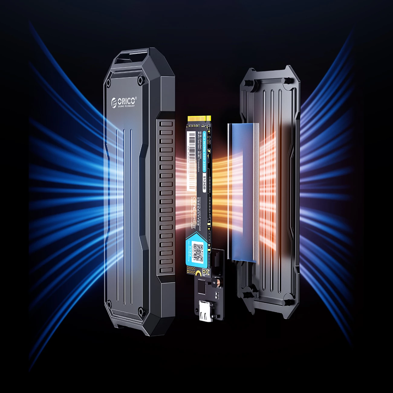 Računalniško ohišje za SSD M.2 NVMe/SATA, USB-C 3.2, sivo Orico OXS2C3-G2