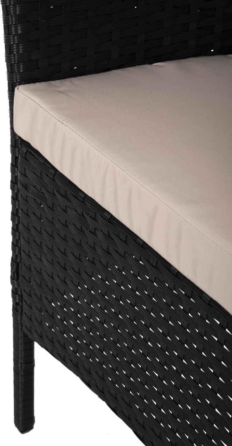 Zunanji lounge set 4 kosi STASIA FH6089.01 sintetični ratan v črni barvi - blazine v barvi kapučina