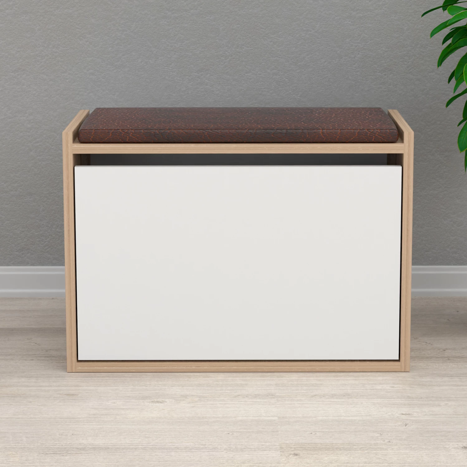 Stojalo za čevlje s sedežem VIDAL FH18190.01 melamin v sonama-beli 60x30x45Hcm
