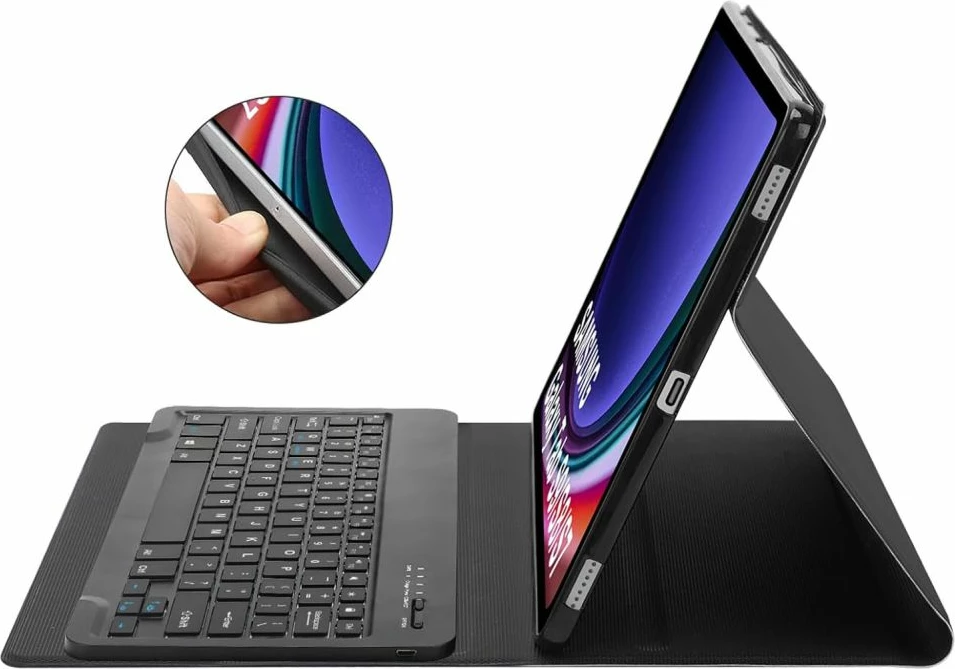 Ovitek s tipkovnico in držalom za pisalo Tech-Protect SC Pen za Samsung Galaxy Tab S9 FE 10,9" X510/X516B, črn