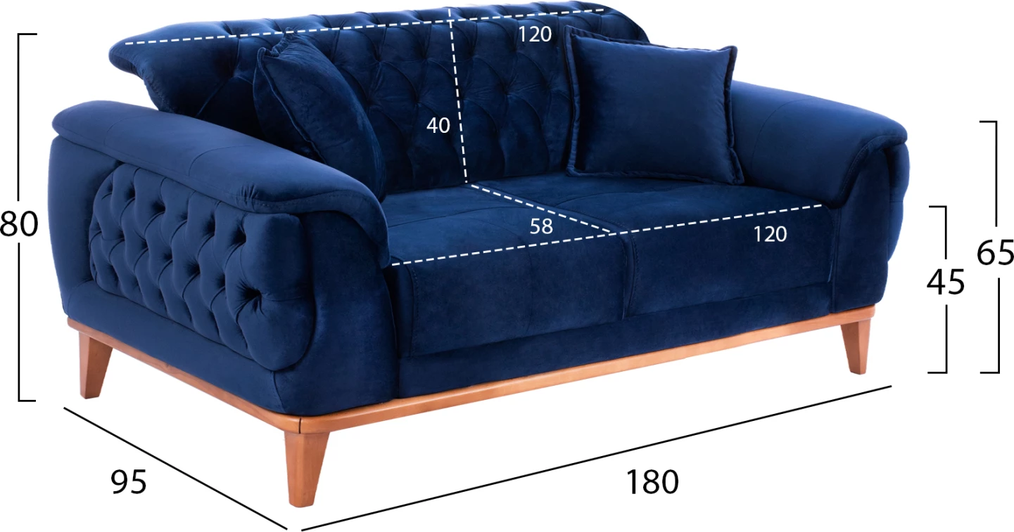 BENNINGTON, 2-sedežna raztegljiva zofa, modra