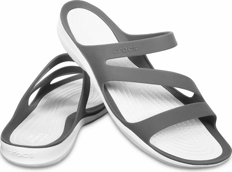Sandali Swiftwater za ženske, Crocs, sivobeli