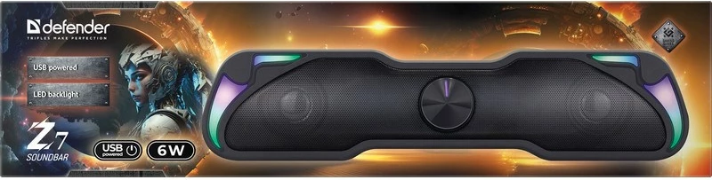 Soundbar Defender Z7, 6 W, LED, USB, črn