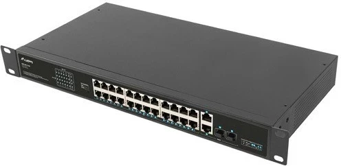 Stikalo 24 vrat PoE+, 2x combo Gigabit, za 19" rack LANBERG RSFE-24P-2C-360