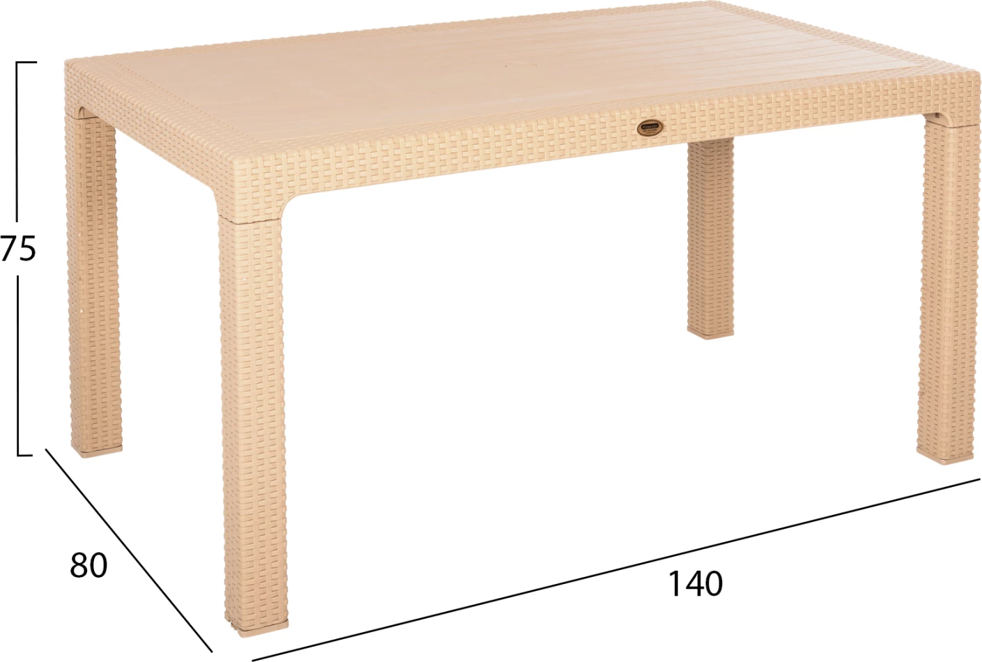 Pravokotna miza iz polipropilena TODOR FH6147.04-kapučino z videzom protja 140x80x75Hcm