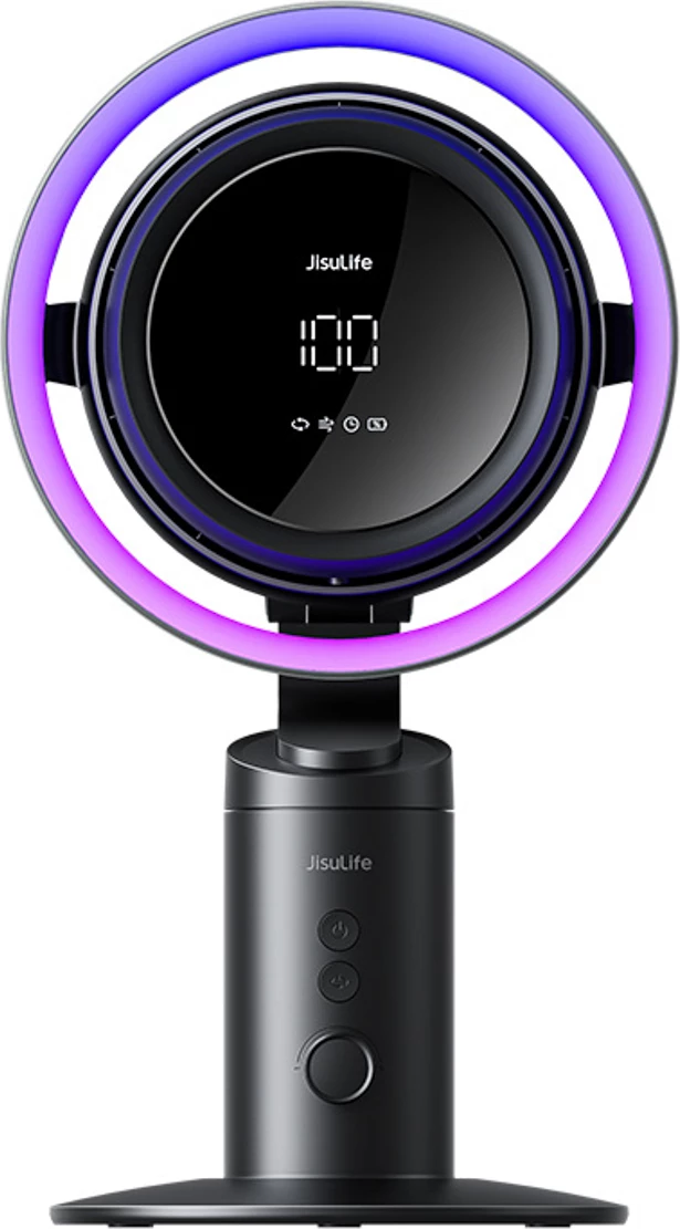 Namizni ventilator z vgrajenim filtrom zraka Jisulife Table Fan Pro3, 10.000 mAh, USB-C, temno siv