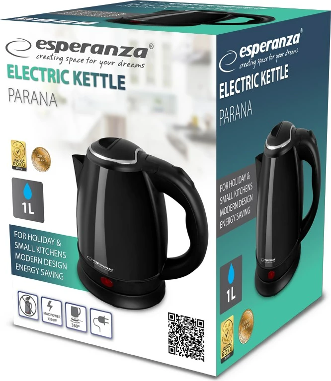 Električni grelnik vode Esperanza EKK128K, 1 L, 1350 W, črn