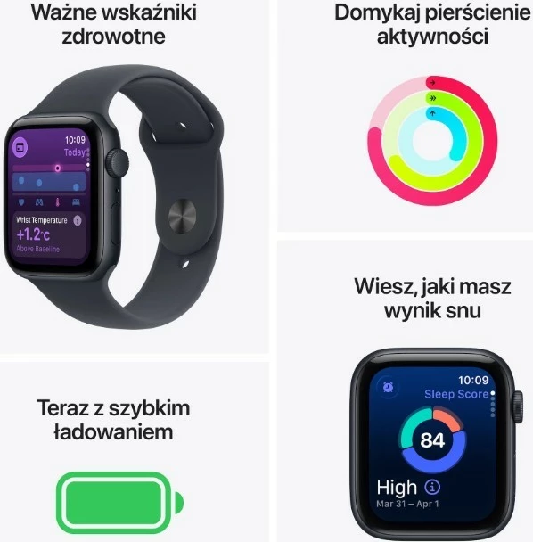 Pametna ura, Apple Watch SE 3 GPS, 44 mm, alumin, 64 MB, moonlight glow, športni pašček S/M
