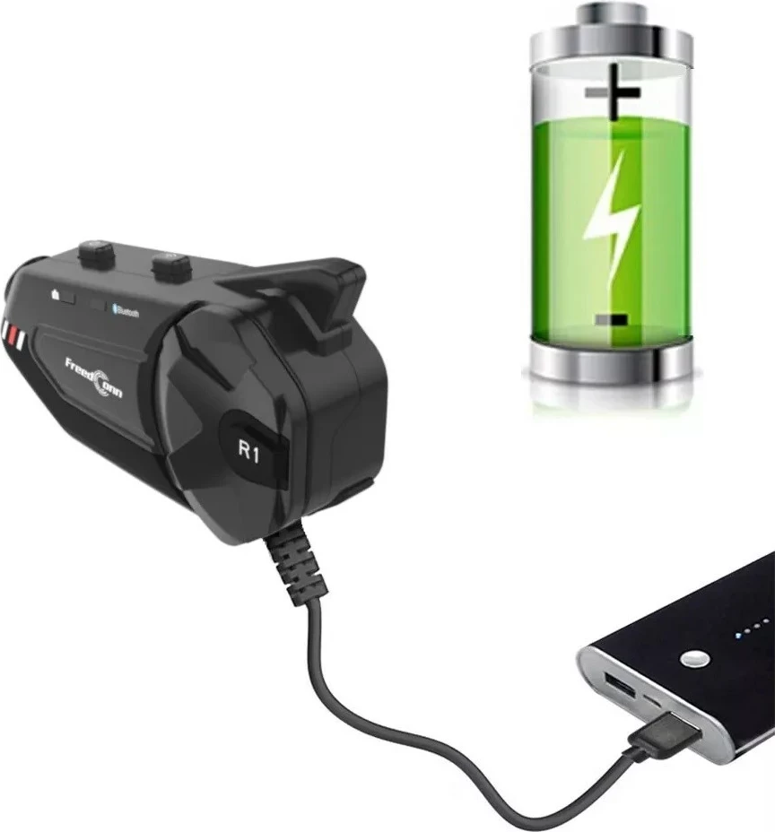 Interkom za motor FreedConn R1 PLUS E, Bluetooth 5.0, 1080p, črn