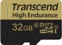 Visoko vzdržljiva MicroSDHC kartica 32GB, Class 10, MLC, z adapterjem, Transcend, črno/zlata