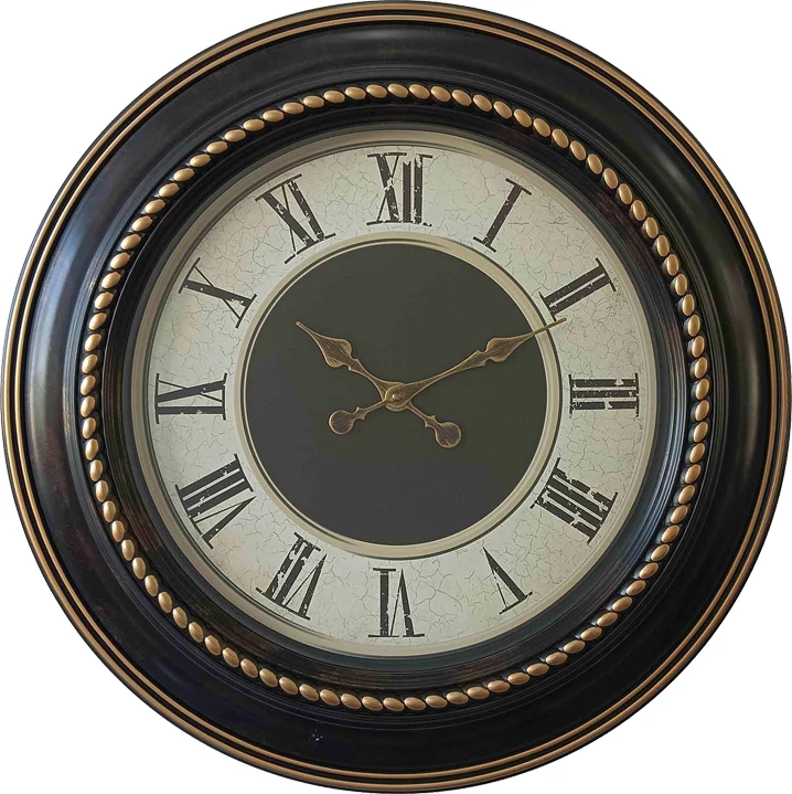 Stenska ura Retta Inart, črna antična in zlata, D60,8x5,6 cm
