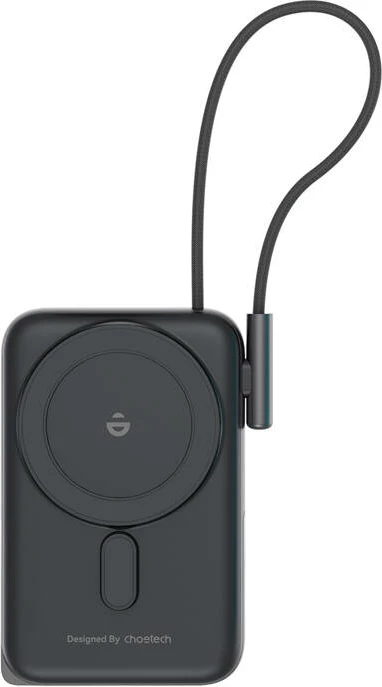 Prenosna baterija Choetech B735, 10000 mAh, 20W PD, magnetna, z USB-C kablom, črna