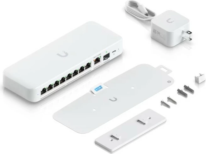 Upravljalni switch 2.5G, 8 x 2.5G + 1 x 10G, PoE, Ubiquiti UniFi Flex, bel