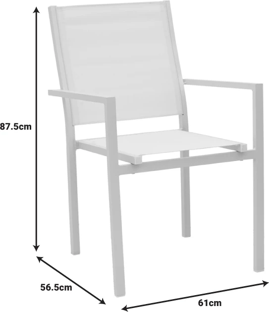 Set za teraso z mizo in stoli, Zacreta-Kliton, alumin, bel, 80x80x74 cm, 3 kosi