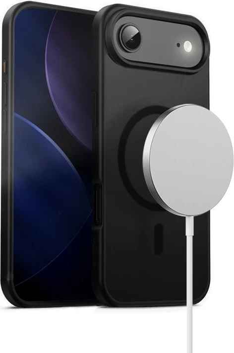 Tanek odporen ovitek z MagSafe obročem, 37 magnetov N52, mat polikarbon, za iPhone Air — CRONG Hybrid Frost MAG Cover CRGHFMIP1766ABLK, črn