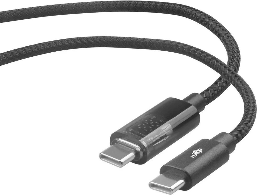 Kabel USB-C na USB-C, 1 m, z LED indikatorjem, 100 W, črn TB