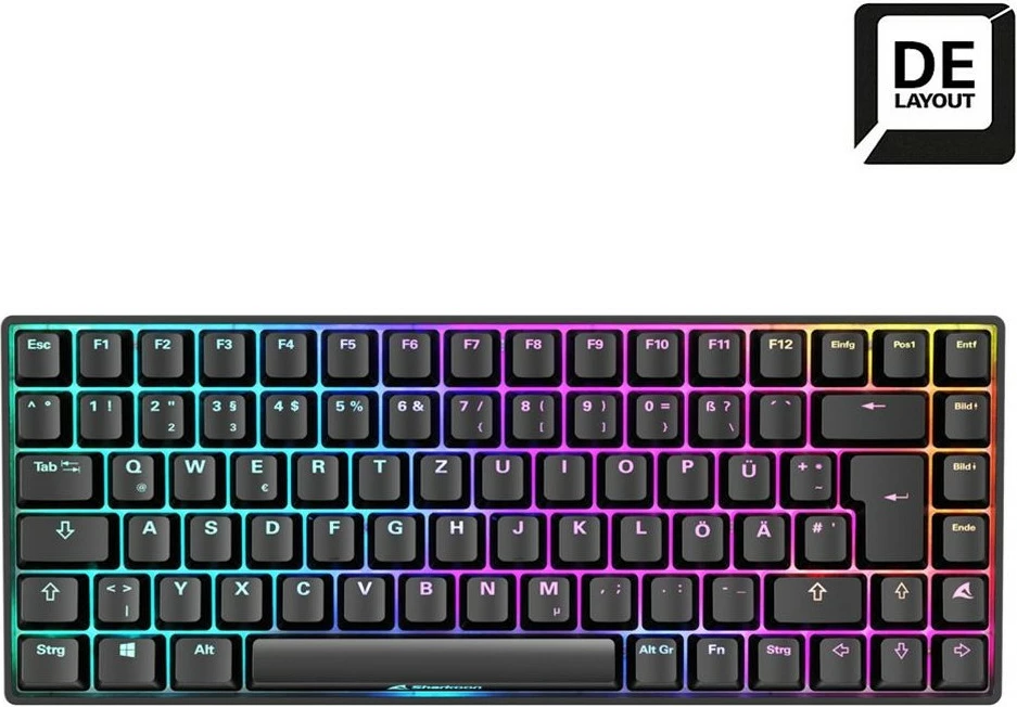 Mehanska tipkovnica SHARKOON SKILLER SGK50 S3, Gateron Yellow, 75%, RGB, QWERTZ, črna