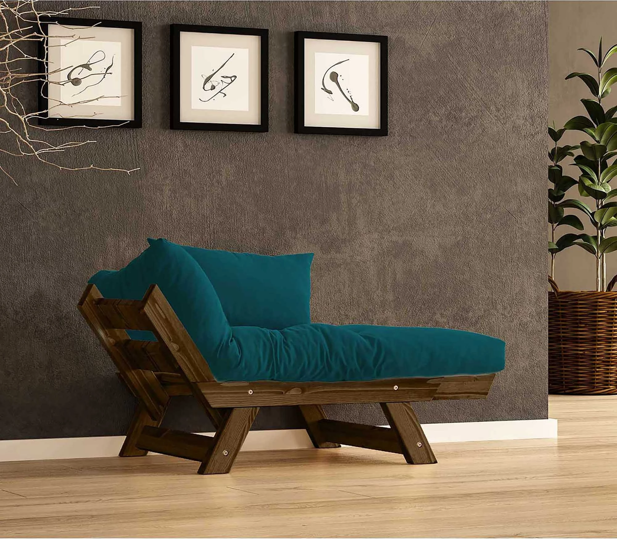 Vrtni enosedalni stol, oreh in petrol zelena, Skye Decor, CPT8138-140