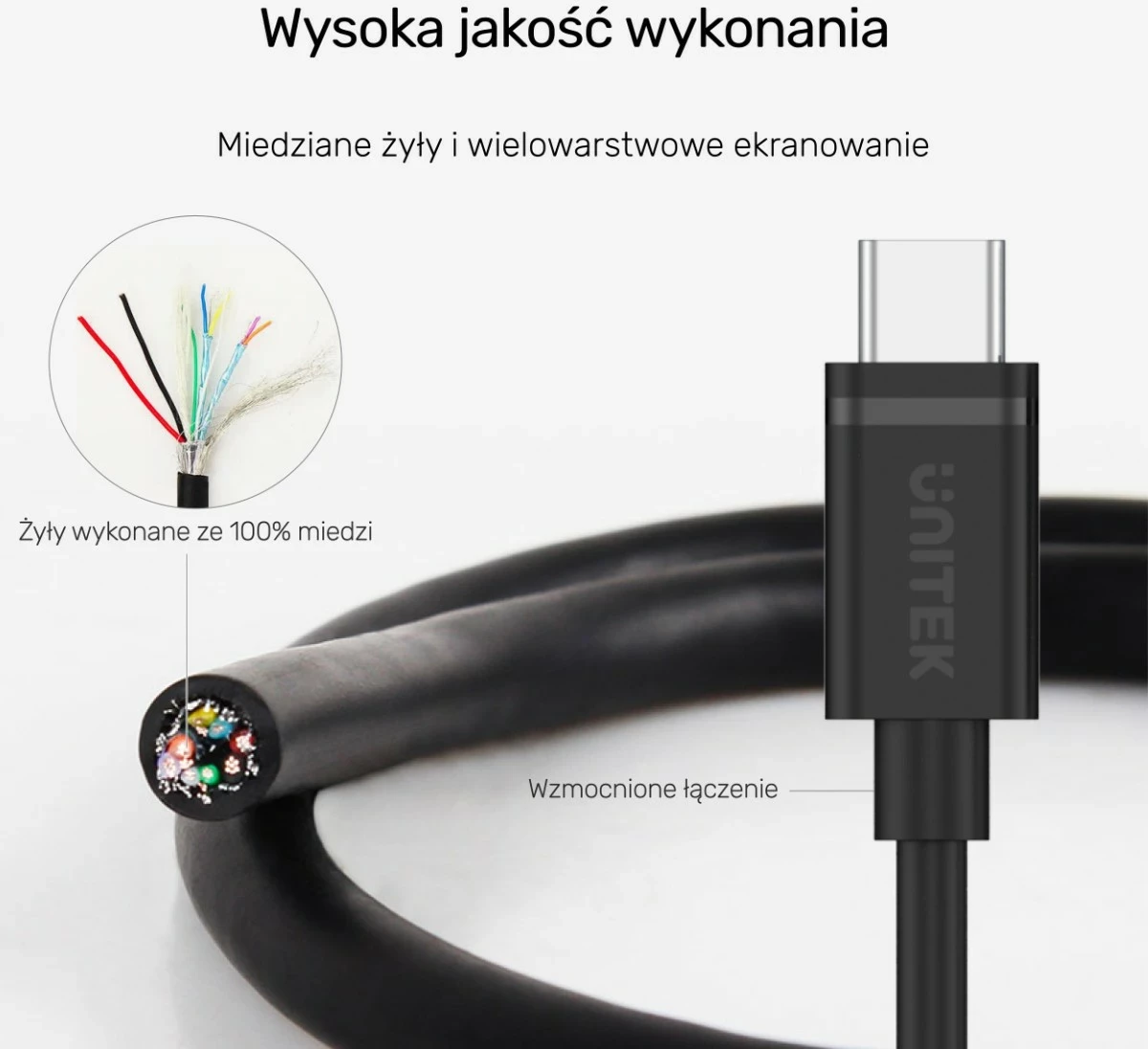 Kabel USB-C na USB-C Unitek, 2 m, črn