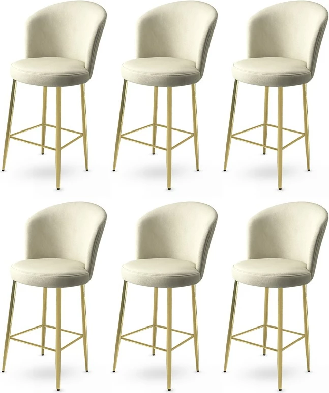 Set barskih stolov (6 kosov), Hanah Home Alte, kremno, zlato