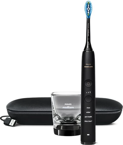 Električna zobna ščetka Philips HX9911/09 DiamondClean 9000, 4 načini, polnjenje s kozarcem, USB potovalna škatla, črna