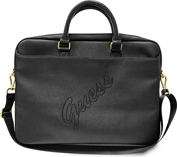 Torba za prenosnik Saffiano Script, Guess, do 16", črna