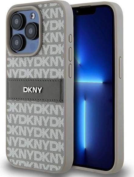 Ovitek Mono Stripe & Metal Logo DKNY za iPhone 15 Pro Max, bež