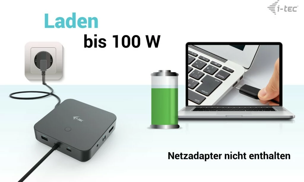 Docking postaja USB-C z HDMI, dvema DisplayPort, 100 W, 3× 4K, 10 Gbps, črna — I-Tec